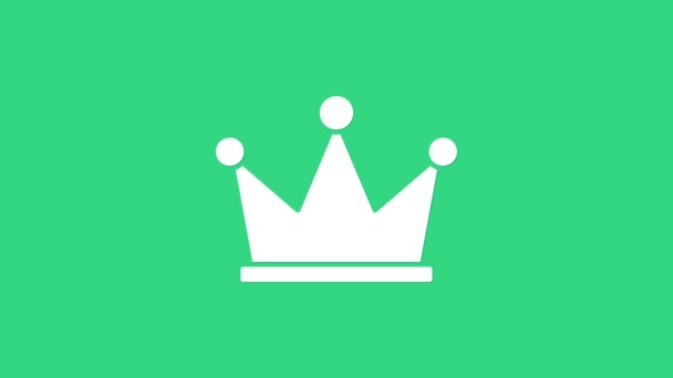 White Crown icon isolated on green background. 4K Video motion graphic animation — Stock Video