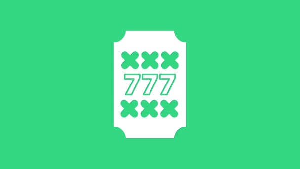 Λευκό Κουλοχέρη με τυχερό εικονίδιο τζάκποτ επτά απομονώνονται σε πράσινο φόντο. 4K Γραφική κίνηση κίνησης βίντεο — Αρχείο Βίντεο