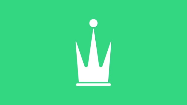 Icono de la Corona Blanca aislado sobre fondo verde. Animación gráfica de vídeo 4K — Vídeo de stock