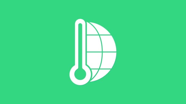 Termômetro de meteorologia branca medindo calor e ícone frio isolado em fundo verde. Equipamento termômetro mostrando clima quente ou frio. Animação gráfica em movimento de vídeo 4K — Vídeo de Stock