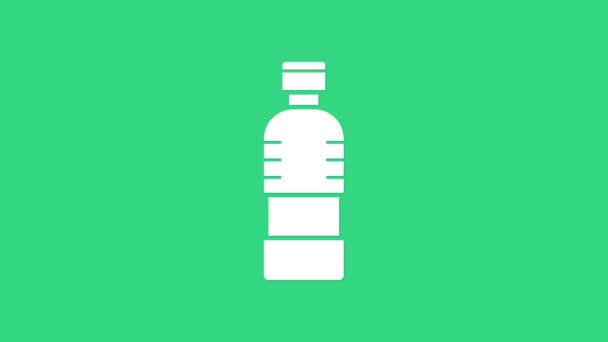 Biała butelka ikony wody izolowane na zielonym tle. Napój sodowy. 4K Animacja graficzna ruchu wideo — Wideo stockowe