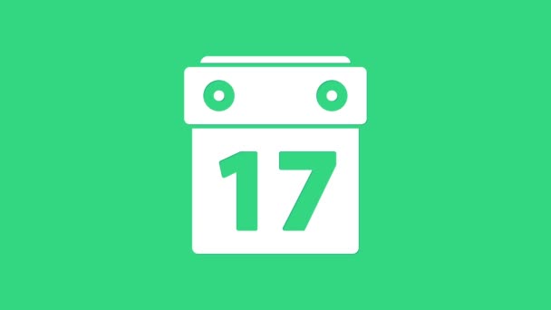 Vit Saint Patricks dag med kalender ikon isolerad på grön bakgrund. Datum 17 mars. 4K Video motion grafisk animation — Stockvideo