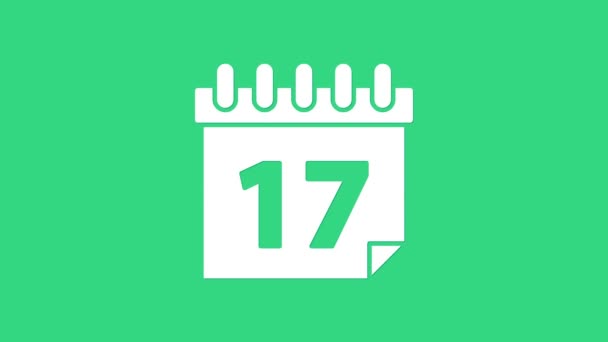 Dia de São Patricks branco com ícone de calendário isolado no fundo verde. Data 17 de Março. Animação gráfica em movimento de vídeo 4K — Vídeo de Stock