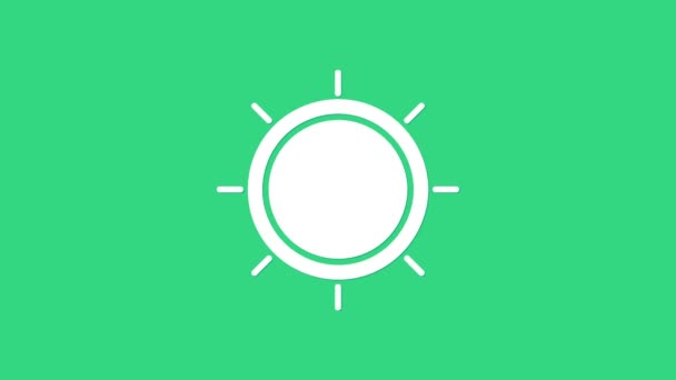 Ikona White Sun izolovaná na zeleném pozadí. Grafická animace pohybu videa 4K — Stock video