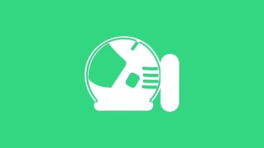 Beyaz Astronot başlık simgesi yeşil arkaplanda izole edildi. 4K Video hareketli grafik canlandırması