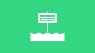 Yeşil arkaplanda beyaz boş tahta tabela simgesi izole edildi. 4K Video hareketli grafik canlandırması