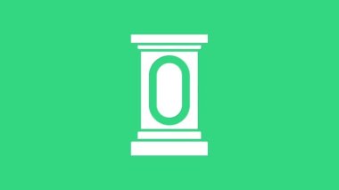 Beyaz Sahne standı ya da münazara kürsüsü ikonu yeşil arka planda izole edilmiş. Konferans konuşma tribünü. 4K Video hareketli grafik canlandırması