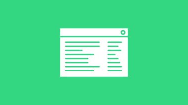 Beyaz Yazılım, Web Geliştirici programlama kodu simgesi yeşil arkaplanda izole edildi. Program kodunun rastgele bilgisayar betiği parçalarını Javascript et. 4K Video hareketli grafik canlandırması