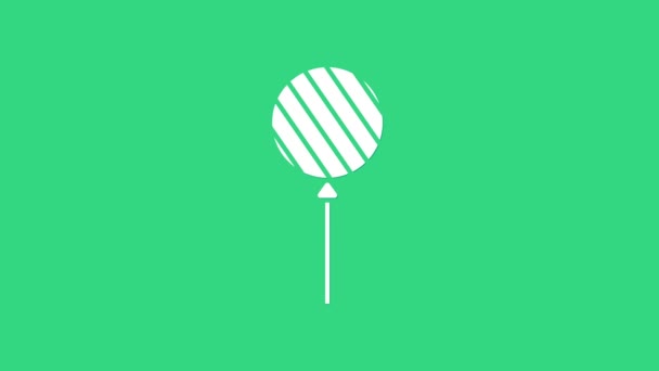 White Lollipop icon isolated on green background. Food, delicious symbol. 4K Video motion graphic animation — Stock Video