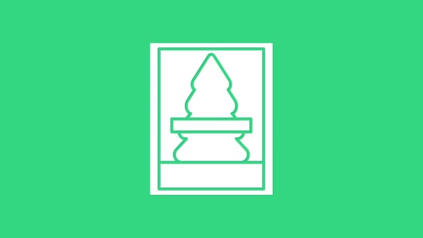 Fehér karácsonyi képeslap ikon elszigetelt zöld alapon. Boldog karácsonyt és boldog új évet! 4K Videó mozgás grafikus animáció — Stock videók