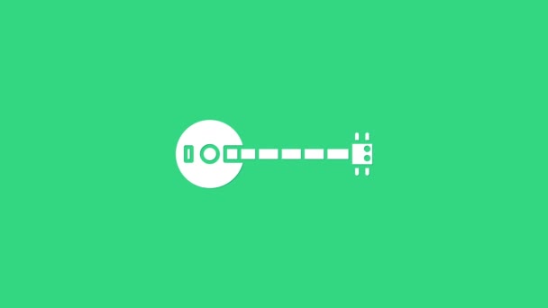白色班卓琴图标被绿色背景隔离。音乐乐器。4K视频运动图形动画 — 图库视频影像