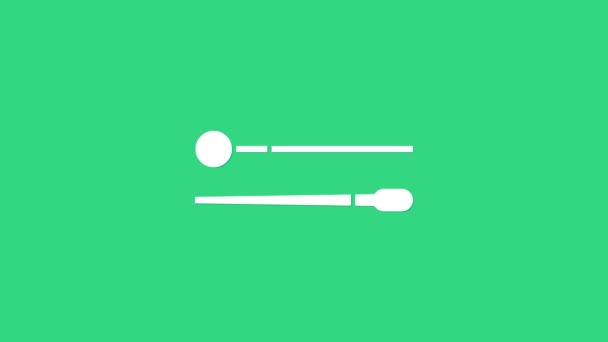 Witte Drum sticks pictogram geïsoleerd op groene achtergrond. Muziekinstrument. 4K Video motion grafische animatie — Stockvideo