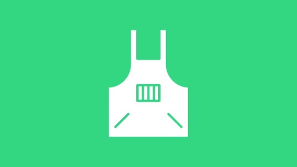 Witte Keukenschort pictogram geïsoleerd op groene achtergrond. Kok uniform voor het koken. 4K Video motion grafische animatie — Stockvideo
