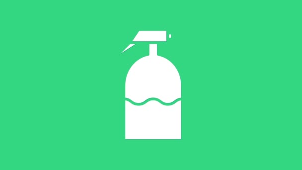 White Garden opryskiwacz do wody, nawozu, chemikaliów ikona izolowane na zielonym tle. 4K Animacja graficzna ruchu wideo — Wideo stockowe
