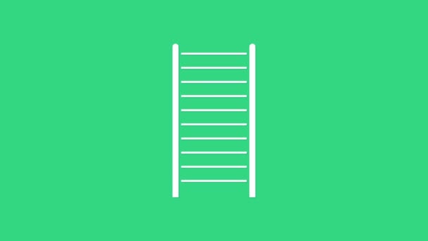 Wit houten trappenhuis pictogram geïsoleerd op groene achtergrond. 4K Video motion grafische animatie — Stockvideo