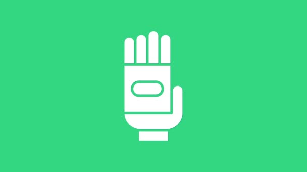 Білий сад рукавичок ізольований на зеленому тлі. Підписи гучномовців. Охорона рук, безпека для рукавиць. 4K Відеографічна анімація — стокове відео