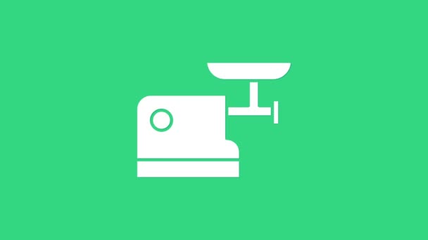 White Kitchen meat grinder icon isolated on green background. 4K Video motion graphic animation — Stock Video