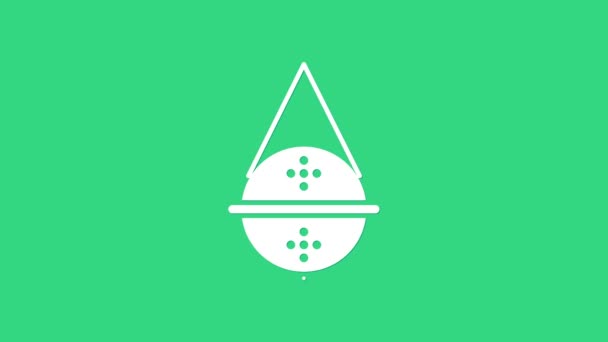 White Ball thee zeef pictogram geïsoleerd op groene achtergrond. 4K Video motion grafische animatie — Stockvideo