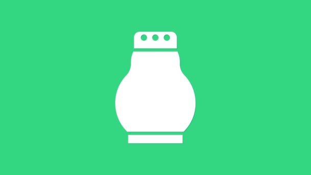 Ícone de sal e pimenta branca isolado no fundo verde. Cozinhar especiarias. Animação gráfica em movimento de vídeo 4K — Vídeo de Stock