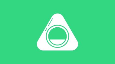 Yeşil arka planda beyaz evcil hayvan yatak ikonu izole edildi. 4K Video hareketli grafik canlandırması