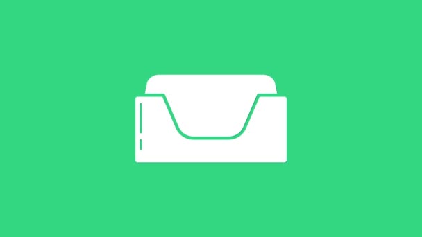 Icono de cama White Pet aislado sobre fondo verde. Animación gráfica de vídeo 4K — Vídeo de stock