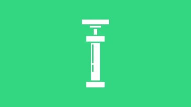 Beyaz Araba hava pompası ikonu yeşil arka planda izole edildi. 4K Video hareketli grafik canlandırması