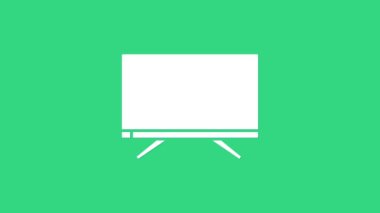 Beyaz Akıllı TV simgesi yeşil arkaplanda izole edildi. Televizyon tabelası. 4K Video hareketli grafik canlandırması