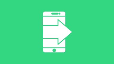 Beyaz Akıllı Telefon, yeşil arkaplanda izole edilmiş bir cep telefonu simgesi. 4K Video hareketli grafik canlandırması