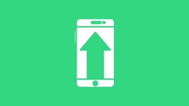 Beyaz Akıllı Telefon, yeşil arkaplanda izole edilmiş bir cep telefonu simgesi. 4K Video hareketli grafik canlandırması