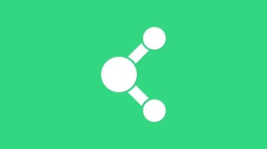 Beyaz Paylaşım simgesi yeşil arkaplanda izole edildi. Paylaşma, iletişim piktogramı, sosyal medya, bağlantı, ağ, dağıtım işareti. 4K Video hareketli grafik canlandırması