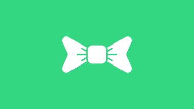 Yeşil arkaplanda beyaz papyon simgesi izole edildi. 4K Video hareketli grafik canlandırması