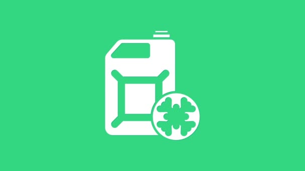 Icona del contenitore antigelo bianco isolato su sfondo verde. Servizio auto. Riparazione auto. Animazione grafica 4K Video motion — Video Stock