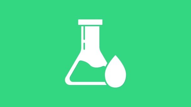 Icono de tubo de prueba de gasolina de aceite blanco aislado sobre fondo verde. Animación gráfica de vídeo 4K — Vídeos de Stock