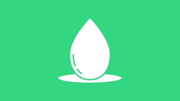 White Oil drop icon isolated on green background. 4K Video motion graphic animation — Stock Video