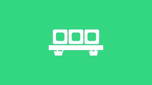 Λευκό σούσι στο εικονίδιο του πίνακα κοπής που απομονώνεται σε πράσινο φόντο. Ασιατικό σούσι σε ξύλινη σανίδα. 4K Γραφική κίνηση κίνησης βίντεο — Αρχείο Βίντεο