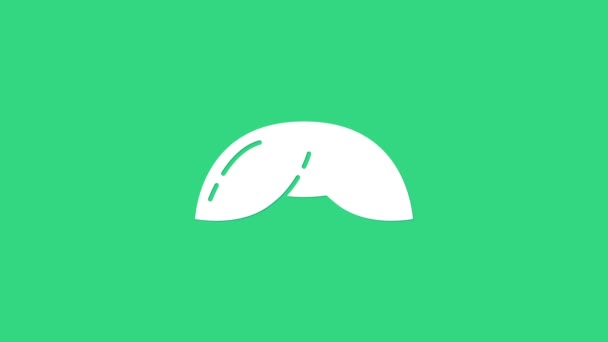 Vit kinesisk lyckokaka ikon isolerad på grön bakgrund. Asiatisk tradition. 4K Video motion grafisk animation — Stockvideo
