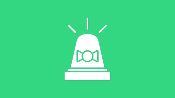 Sirène blanche Flasher icône isolée sur fond vert. Sirène clignotante d'urgence. Animation graphique de mouvement vidéo 4K — Video