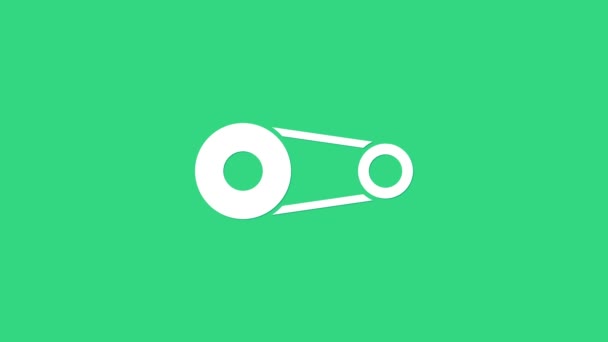 Icono de cinturón de sincronización blanco aislado sobre fondo verde. Animación gráfica de vídeo 4K — Vídeo de stock
