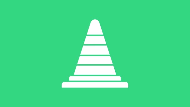 Biała ikona stożka ruchu odizolowana na zielonym tle. 4K Animacja graficzna ruchu wideo — Wideo stockowe