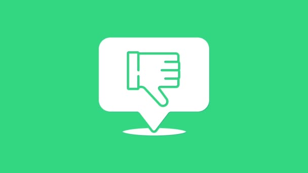 White Dislike in speech bubble icon isolated on green background. 4K Video motion graphic animation — Stock Video