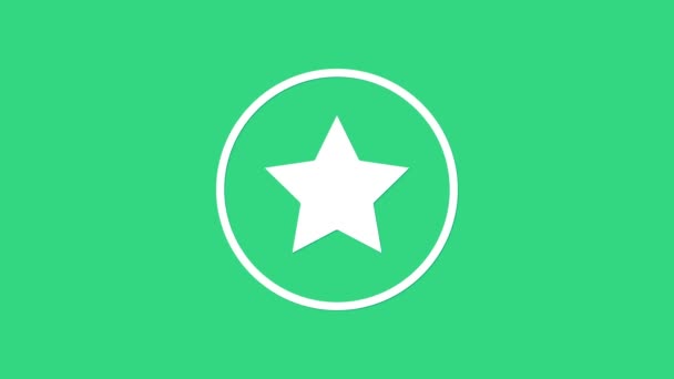 Το εικονίδιο White Star απομονώθηκε σε πράσινο φόντο. Αγαπημένο, καλύτερη βαθμολογία, σύμβολο βραβείου. 4K Γραφική κίνηση κίνησης βίντεο — Αρχείο Βίντεο