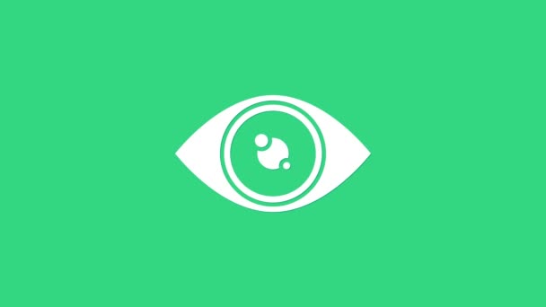 Icona White Eye isolata su sfondo verde. Animazione grafica 4K Video motion — Video Stock