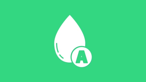 White Water drop icoon geïsoleerd op groene achtergrond. 4K Video motion grafische animatie — Stockvideo