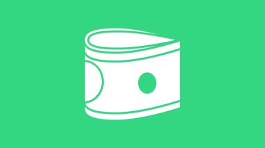 White Stacks kağıt para ikonu yeşil arka planda izole. Para desteleri. Para birimi. 4K Video hareketli grafik canlandırması