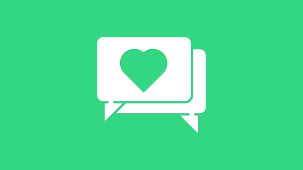 Hvit lignende og hjerte ikon isolert på grønn bakgrunn. Kontrutekunnskap Icon. Følger Insta. 4K Video motion grafisk animasjon – stockvideo