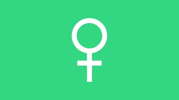 Blank vrouwelijk symbool pictogram geïsoleerd op groene achtergrond. Venus symbool. Het symbool voor een vrouwelijk organisme of vrouw. 4K Video motion grafische animatie — Stockvideo