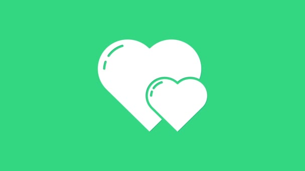 Weißes Herz Symbol isoliert auf grünem Hintergrund. Romantische Symbole verbinden, verbinden, Leidenschaft und Hochzeit. Valentinstag-Symbol. 4K Video Motion Grafik Animation — Stockvideo