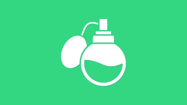 Fehér parfüm ikon elszigetelt zöld alapon. 4K Videó mozgás grafikus animáció — Stock videók