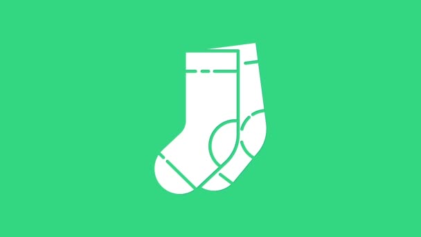 Chaussettes blanches icône isolée sur fond vert. Animation graphique de mouvement vidéo 4K — Video