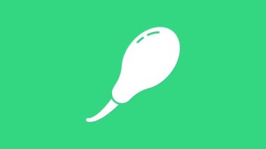 Beyaz Tavuk bacak simgesi yeşil arkaplanda izole edildi. Tavuk budu. 4K Video hareketli grafik canlandırması